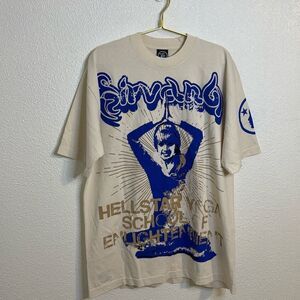 NEW-Hellstar- Yoga school of enlightenment- cream and blue- men's size large